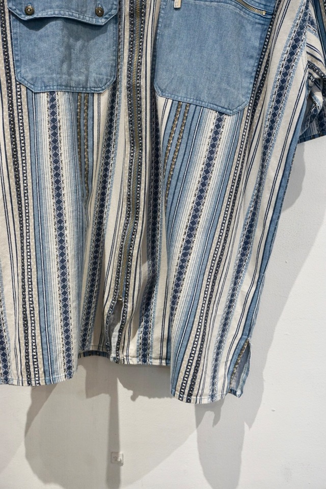 cotton polyester s/s zip shirt