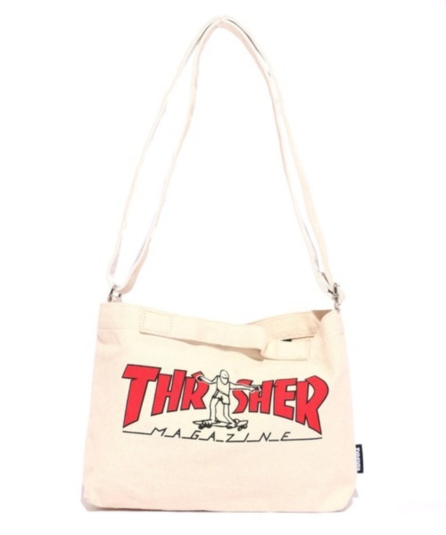 THRASHER (スラッシャー) ショルダーS キャンバスショルダー サコッシュ ホワイト/ゴンズ  THR-193