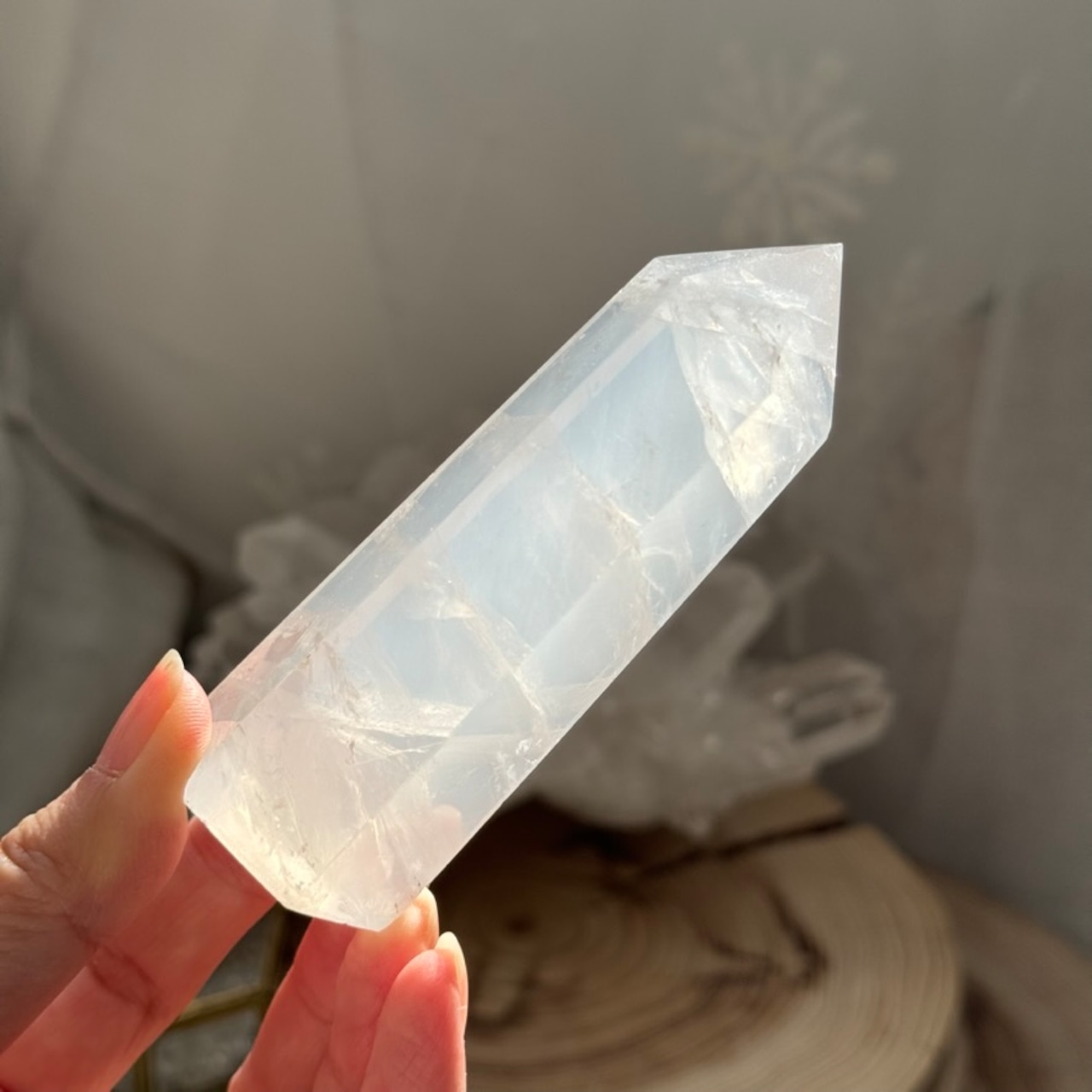 ジラソルクォーツタワー*ミルキークォーツ*231119*天然石ポイント*天然石インテリア*置き物*インテリアストーン