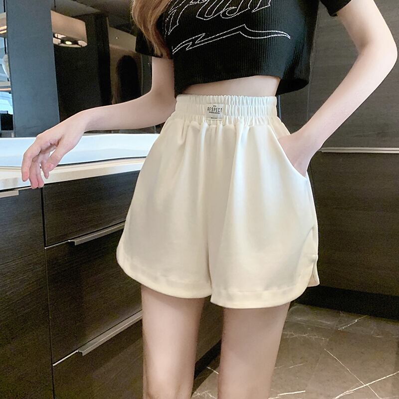 パンツ ハイウェストウェストホワイトショーツ サマー薄手ルーズ 夏物 ブルマー ブラックストロベリース22727859601