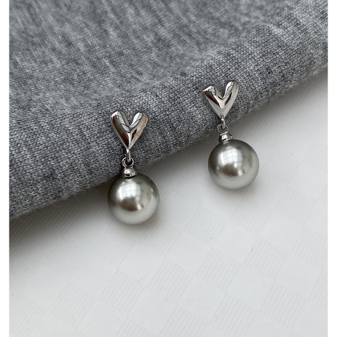 silver gray pearl love pierce