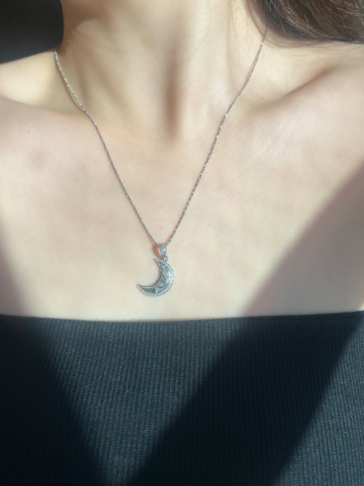 Moon engraved necklace