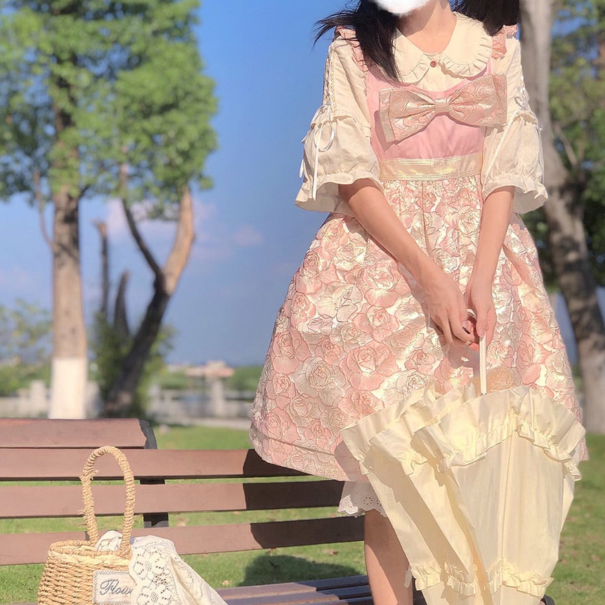 ゴスロリ通販 With U ファッション ジャンスカ ワンピース 花柄 ローズ