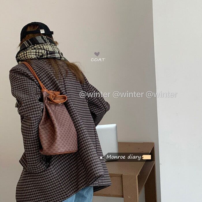 スタンダード格子柄ジャケット オータムウィンタールーズカジュアル レトロ 秋物 冬物 モンロー34814888373