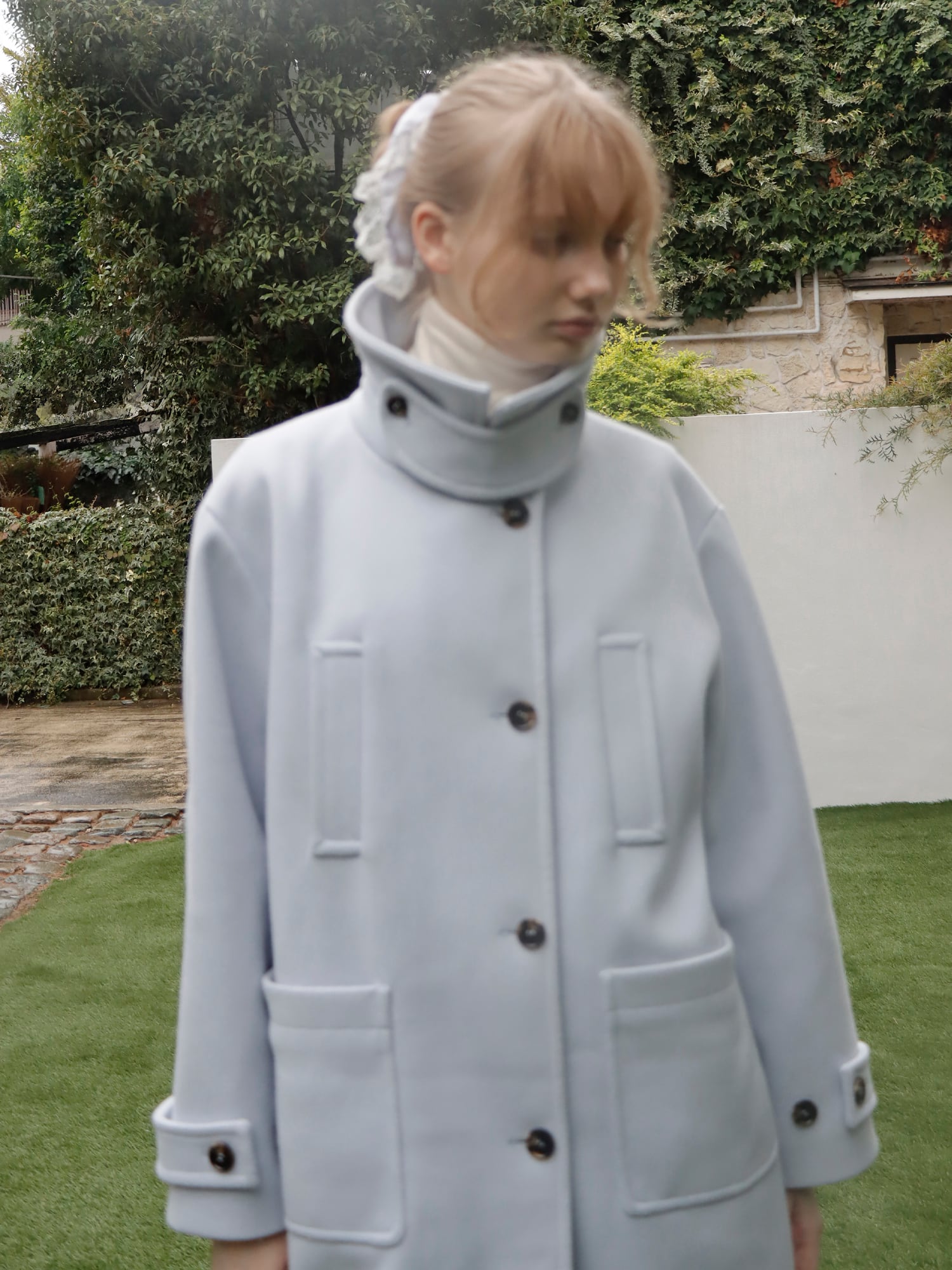 mieyamieya ミーヤミーヤ　ロングコート アイスブルー 2WAY COLLAR HEFTY COAT -ICE BLUE- | mieya mieya
