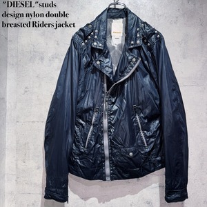 "DIESEL"studs design nylon double breasted Riders jacket