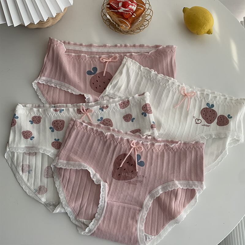 リボンレース ピンク コットン 大人ガーリー スウィート キュート カジュアル 萌量不足48015537488