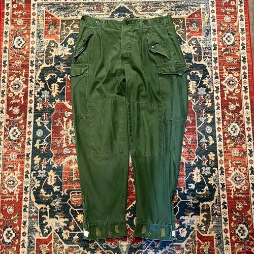 60s スウェーデン軍 実物 M59 ヴィンテージ カーゴパンツ D100表記 W86cm M ミリタリー グリーン ユーロ カーキ 大戦 M-39 m59 70s