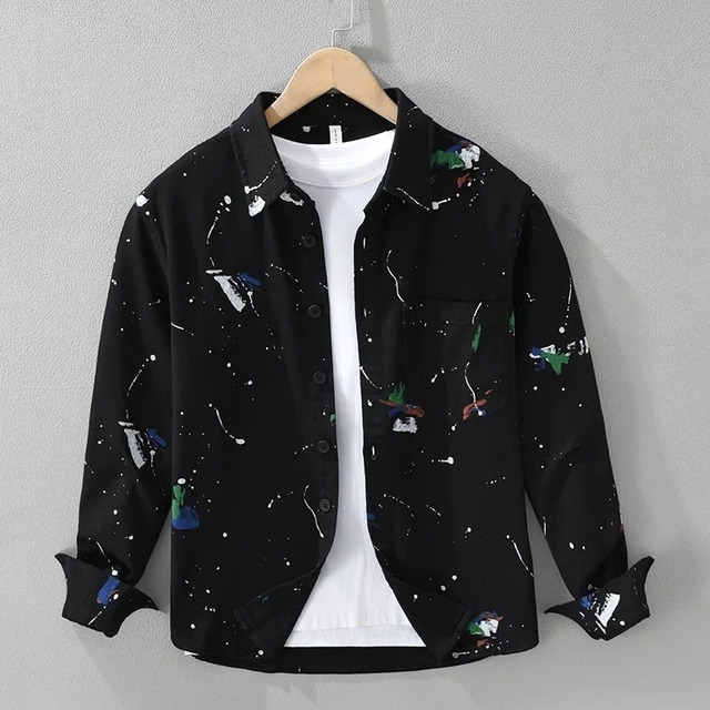 【M-3XL】Paint Print Shirt / ペイント プリント シャツ