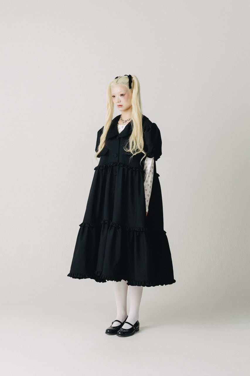 リボンカラーワンピース　BLACK
