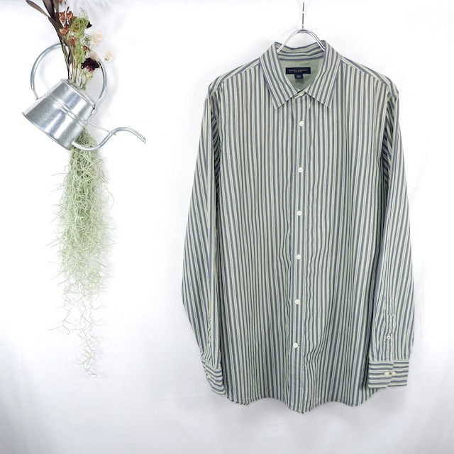 [XL] BANANA REPUBLIC Green/Deep Blue Stripe Shirt | バナナ・リパブリック 緑/紺 ストライプ シャツ