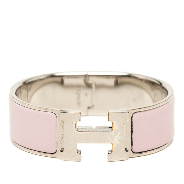 エルメス クリッククラックH PM バングル シルバー ピンク メタル レディース HERMES 【中古】