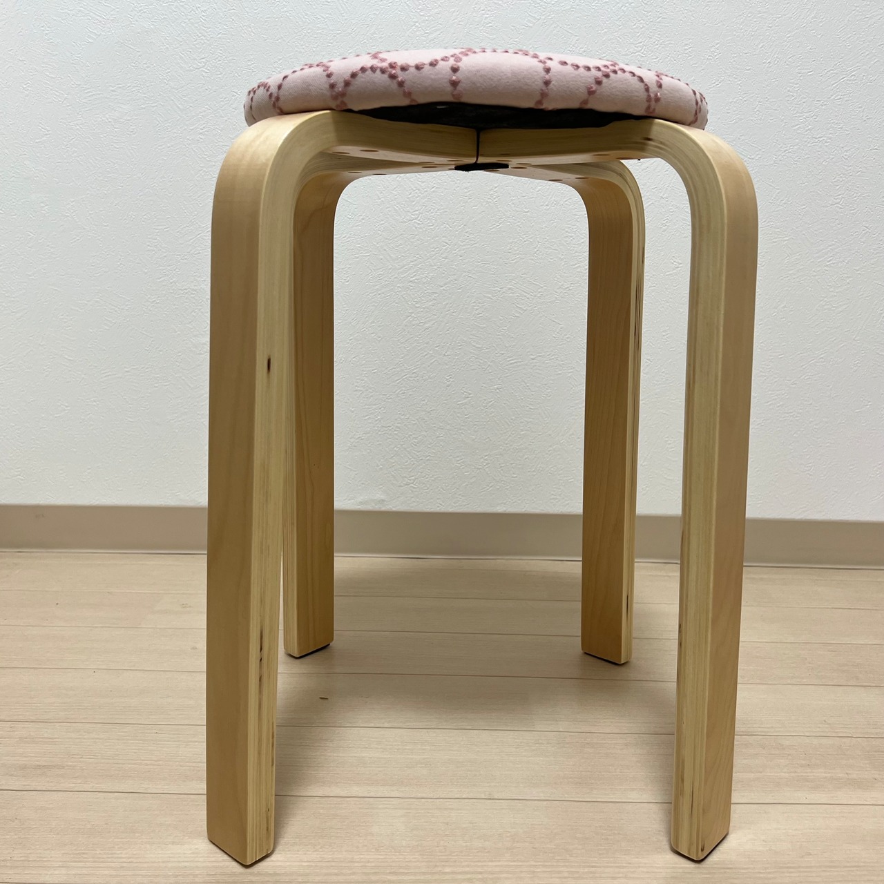 ミナペルホネン ハンドメイド スツール 丸 【ピンクベージュ/オレンジ 