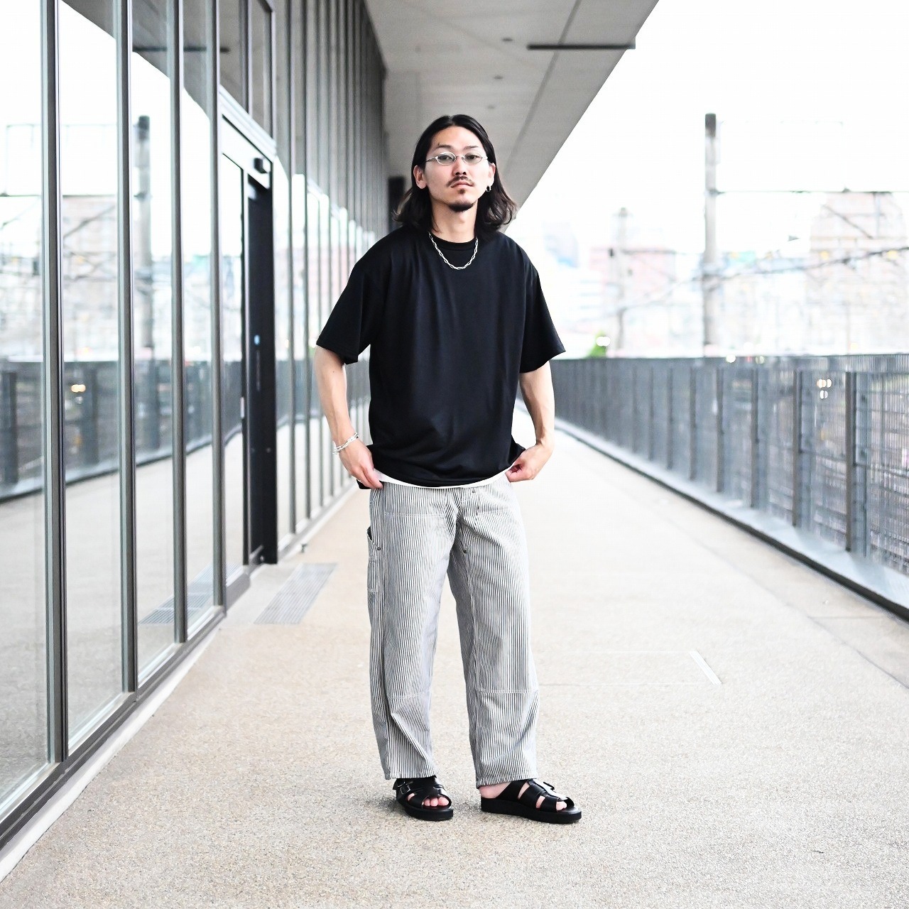 INTERIM(インテリム) EXTRA FINE MERINO WOOL JERSEY S/S TEE、AUBERGE(オーベルジュ）ANTON(アントン）コーディネート
