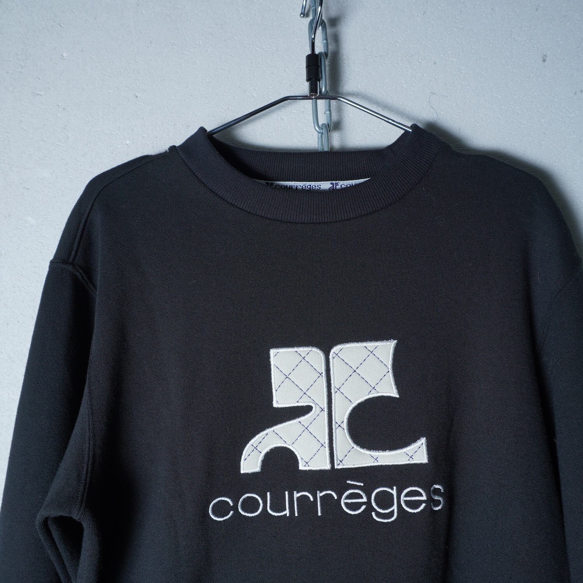 Courreges】クレージュ ロゴ刺繍スウェット black | MIXHIVE