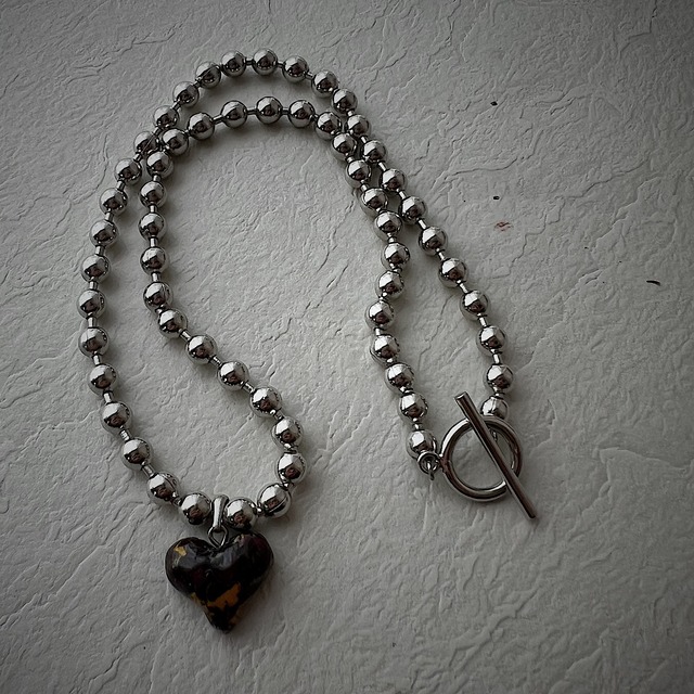 Flower Heart ball chain necklace