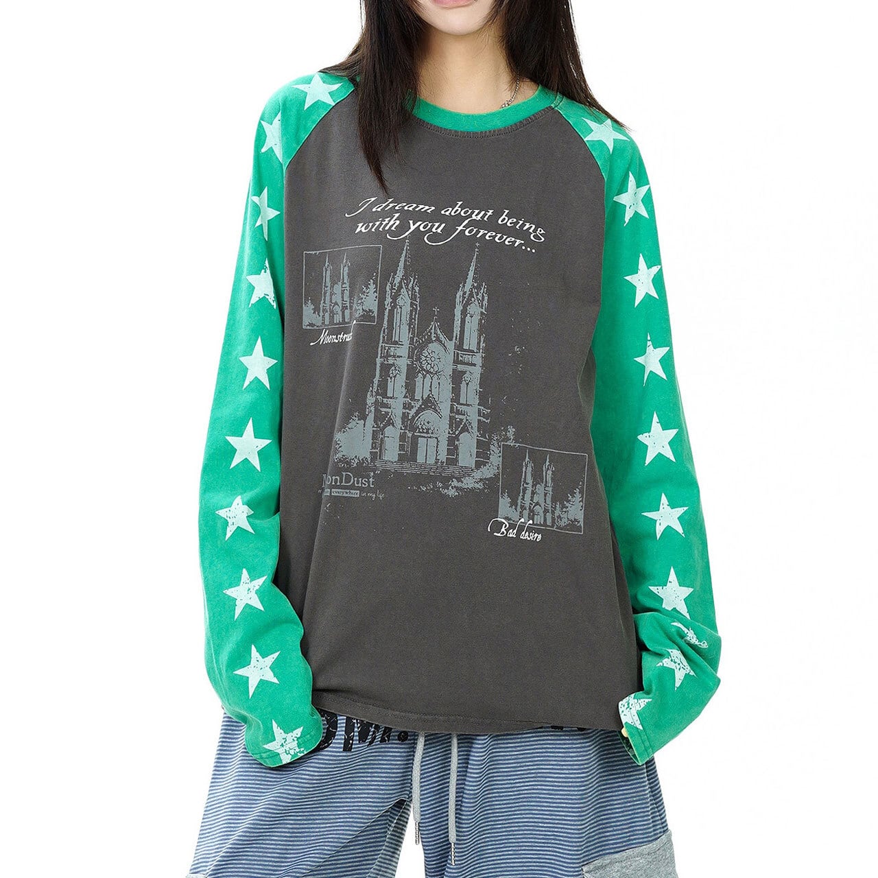 スターパターンラグランアートTシャツ 2col R02480