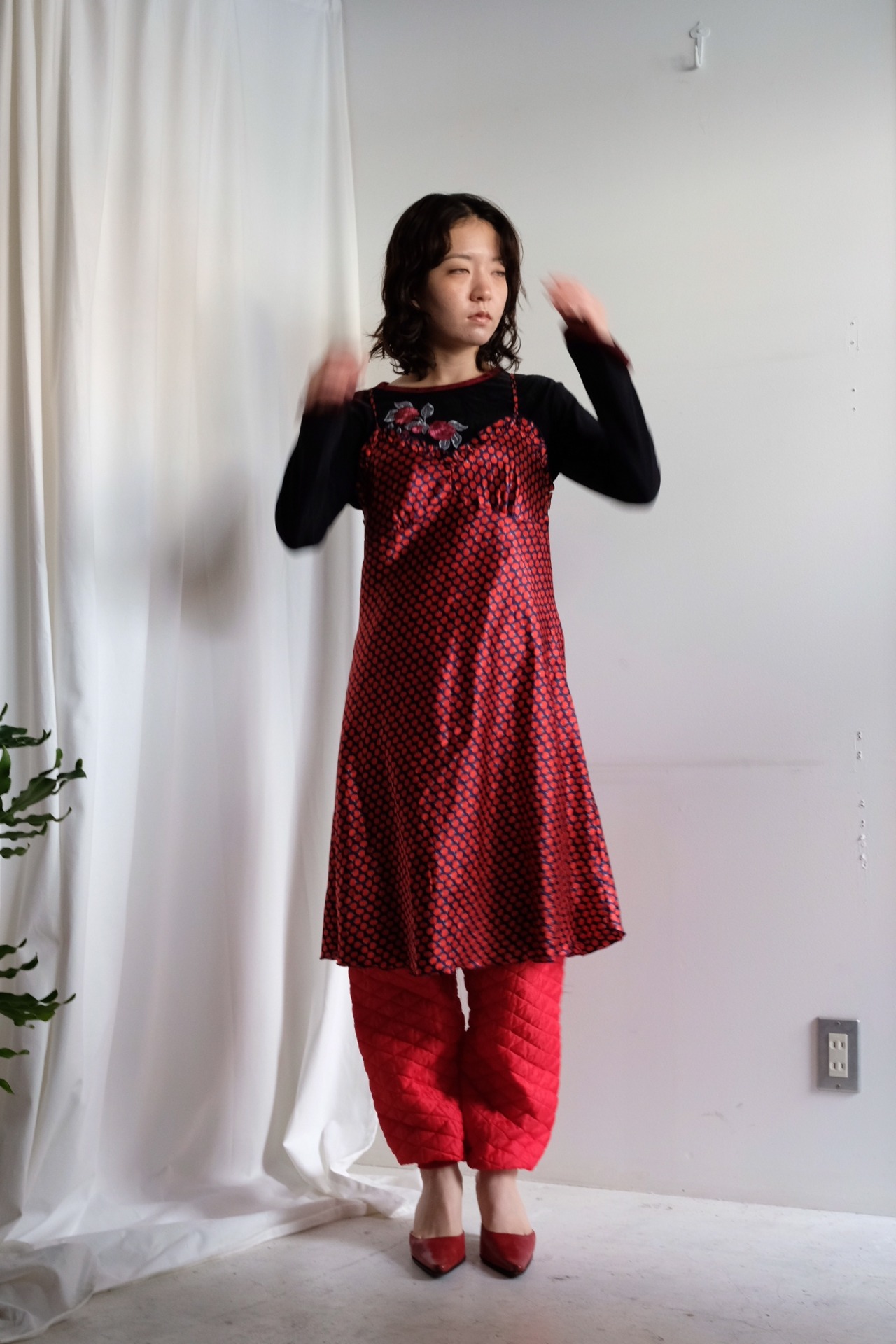 Apple pattern camisole dress