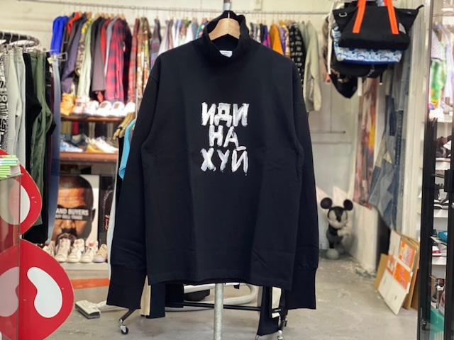 VETEMENTS NAN HA XYN RUSSIAN CHALK LETTER LS TEE BLACK XL 80KC3574