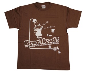 【在庫処分50%OFF】びーるのみT。7th『Beer Head ?』〔半袖〕（茶＋白）