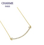 18k plating cz diamond T necklace