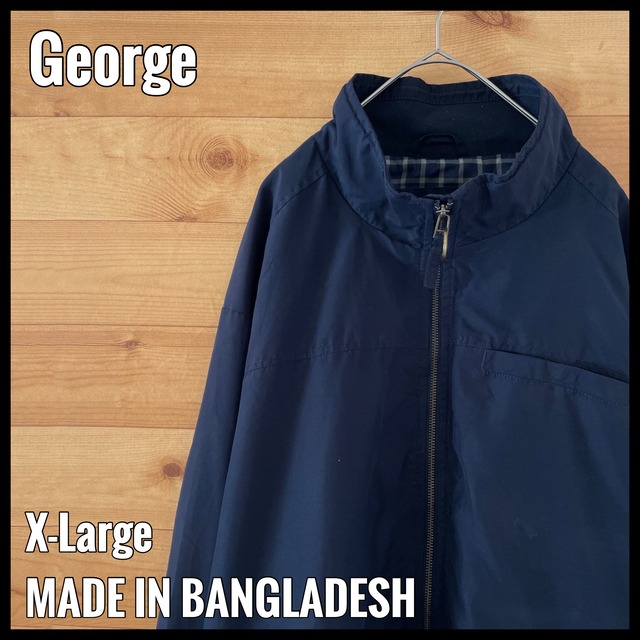 【George】スウィングトップ ブルゾン 裏地チェック柄 ジャケット ジャンパー XL ビッグサイズ US古着