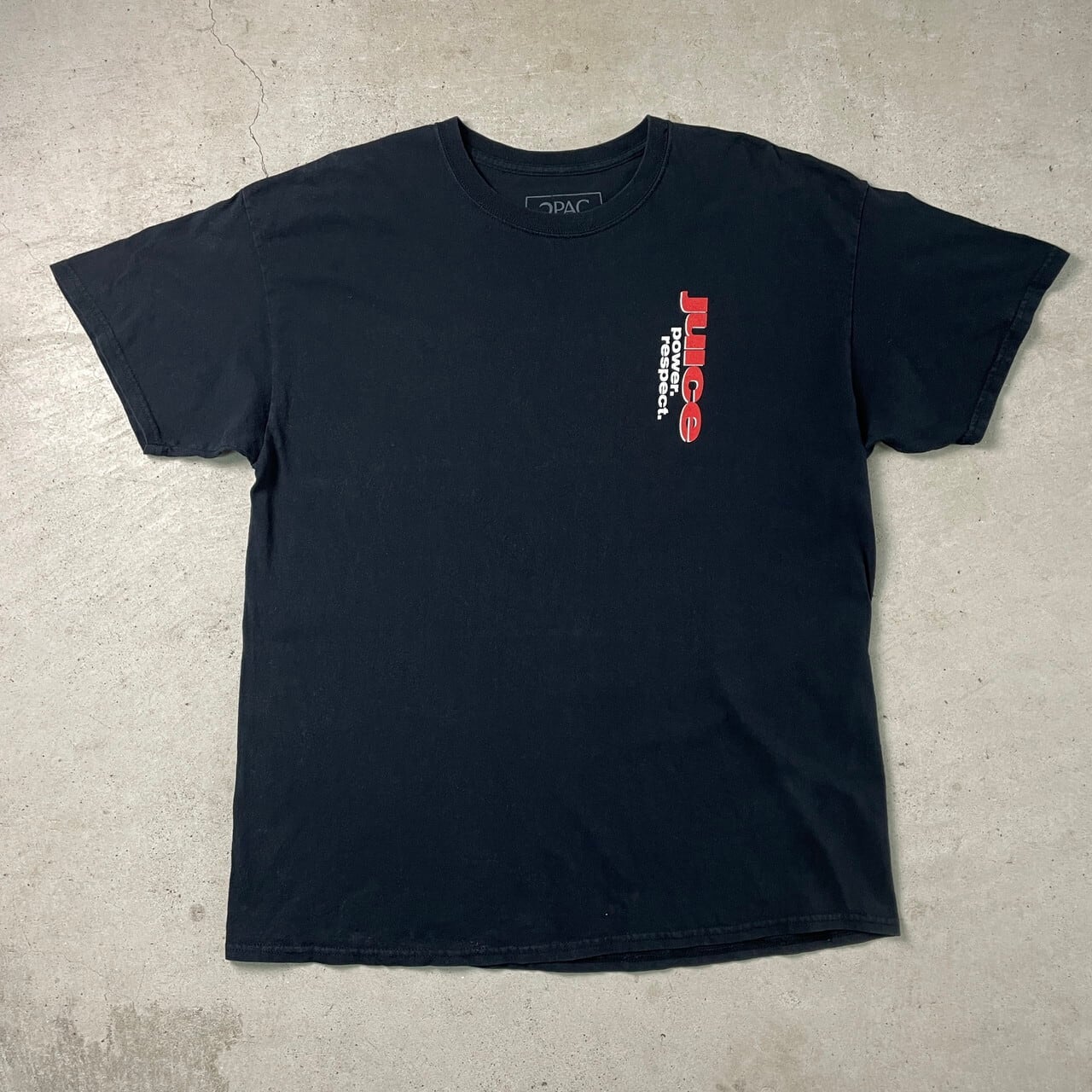 映画 JUICE POWER RESPECT 2PAC ヒップホップ ラップ ツーパック ムービーTシャツ メンズXL 古着 バックプリント フォトプリント ブラック 黒 【Tシャツ