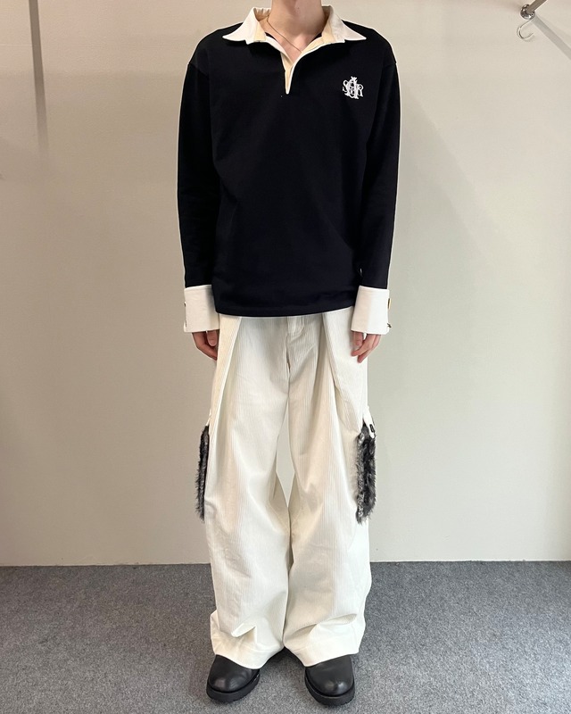 【26/AW Oscar Ouyang】Black french cuff polo shirt