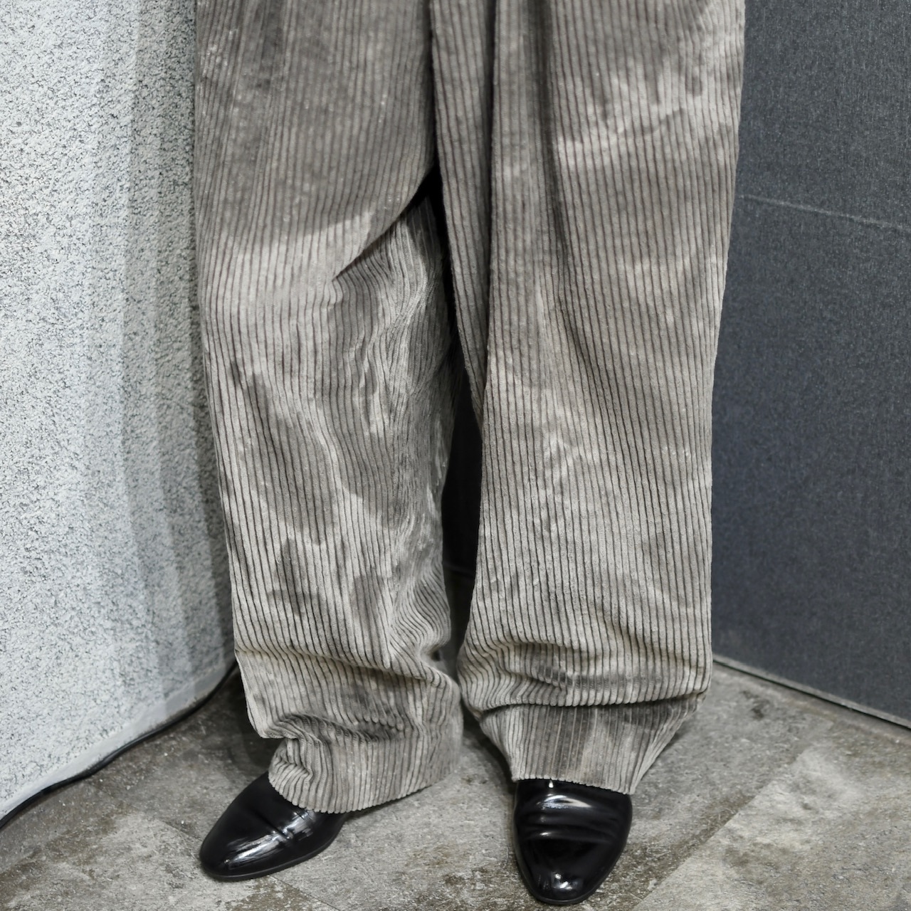 bleached wide corduroy pants gray