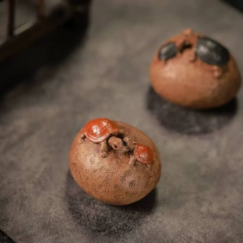 親子亀 置物 風水 亀 オブジェ 卓上置物 インテリア かわいい ミニ置物