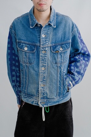 【TSTS】GINGHAM PRINT VINTAGE DENIM JACKET