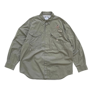 USED 90's Columbia PFG L/S fishing shirts "Brays Island" - olive
