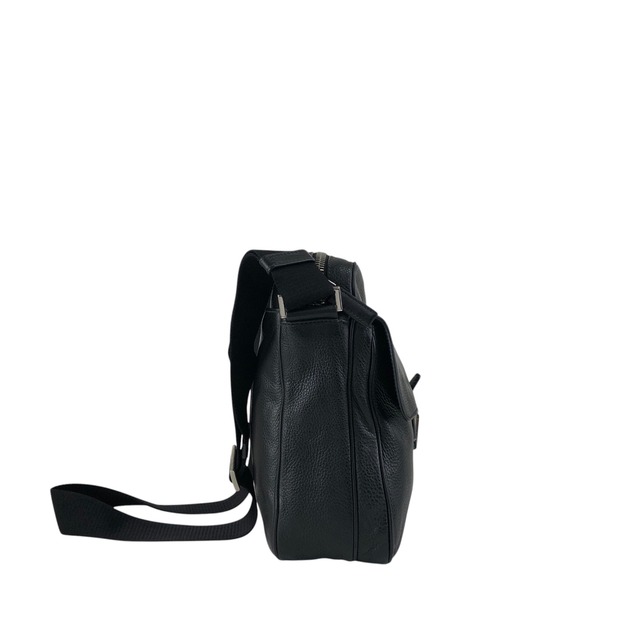 PRADA プラダ ショルダーバッグ ブラック トライアングルロゴ フロントバックル レザー フロントポケット vintage ヴィンテージ オールド fg3jes