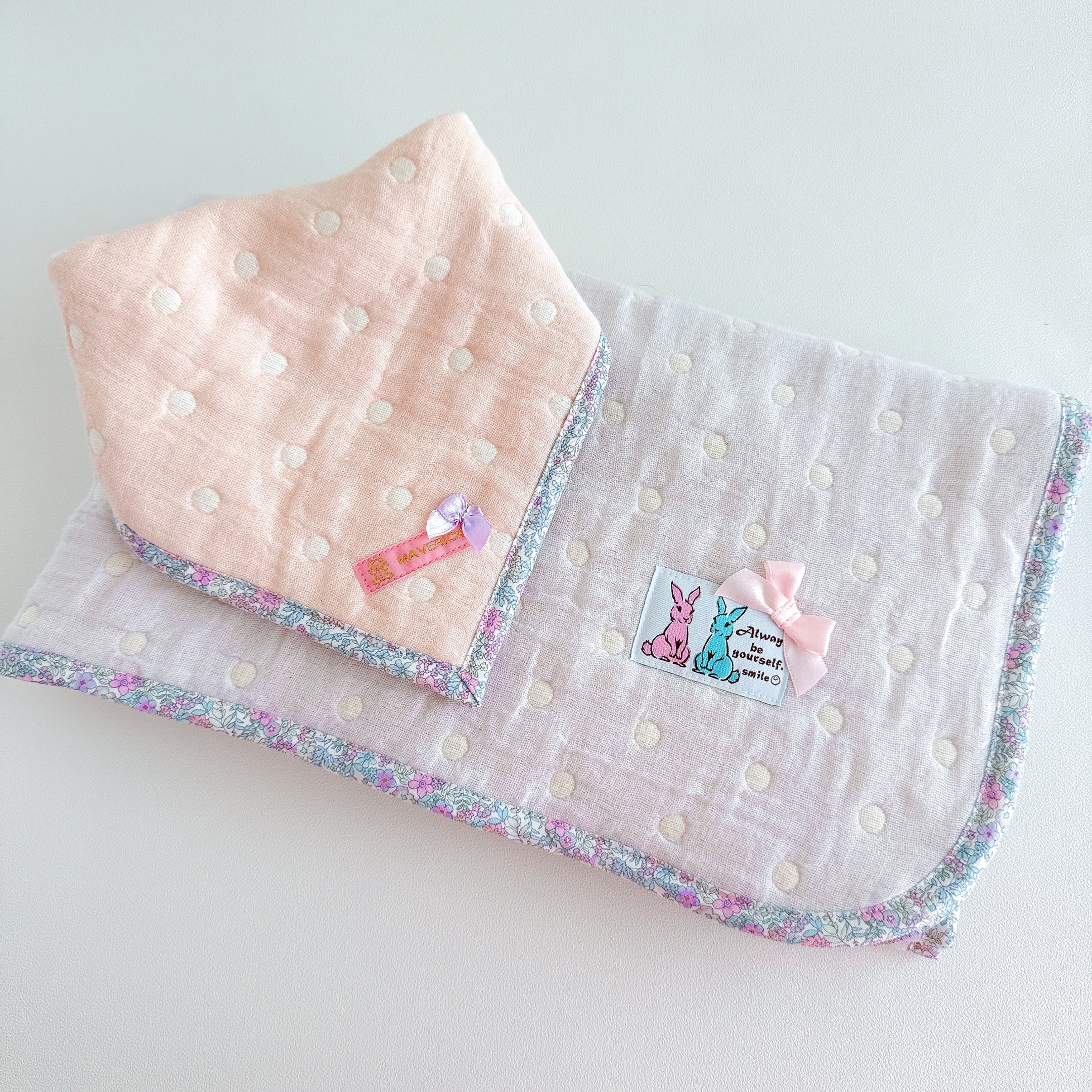 ガーゼケットオーダー⭐︎ドットリボンパープル