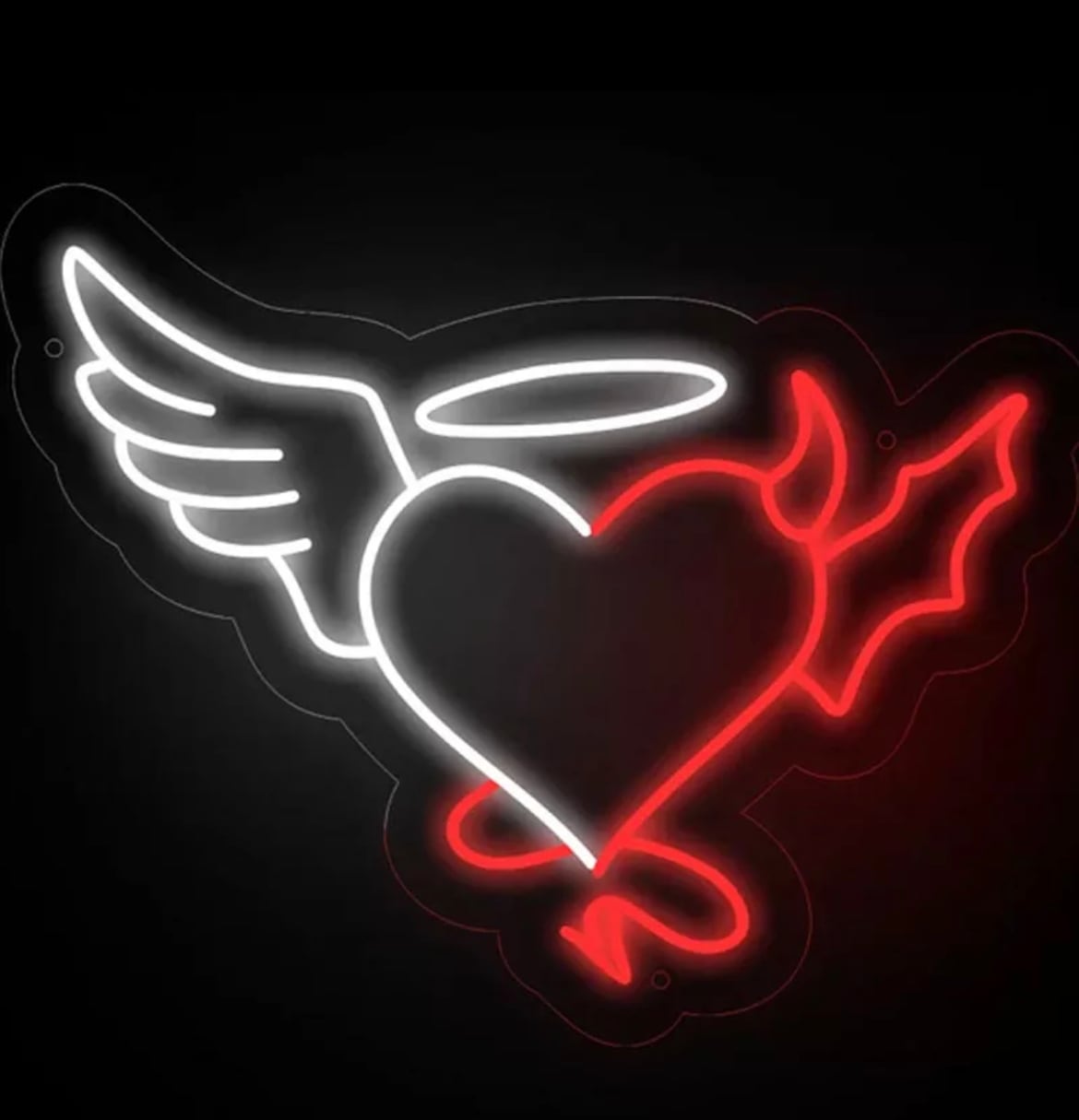 LEDネオン 天使と悪魔のハート | LEDネオン看板のオーダーメイド