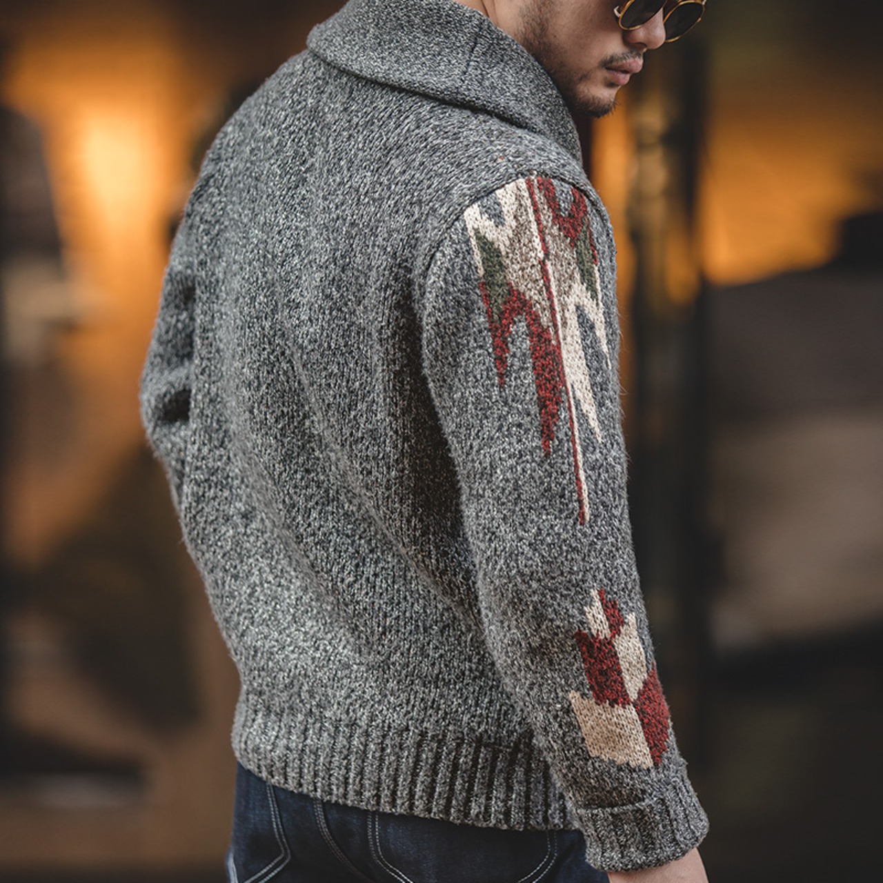 Geometric Knitted Cardigan Sweater / ジオメトリック ニット カーディガン セーター
