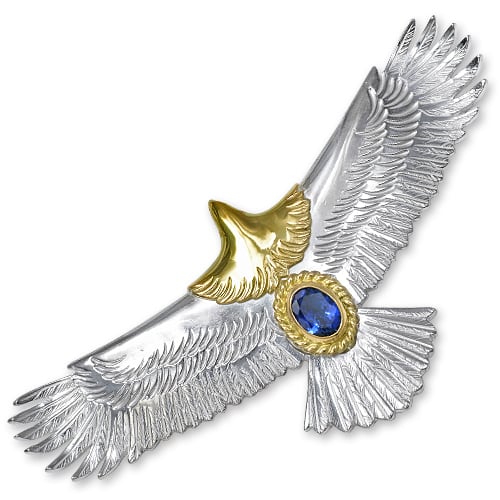 【鷲見太郎 Pendant ペンダント】イーグルペンダント/K18イエローゴールドヘッド/eg-03 w/タンザナイトK18カップ/オーバル6×8【送料無料】