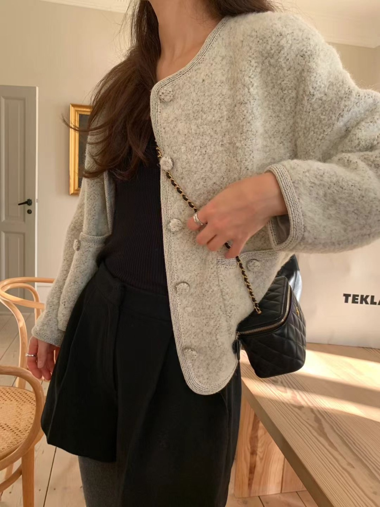 (OUNCE) alpaca boucle tweed jacket /2color