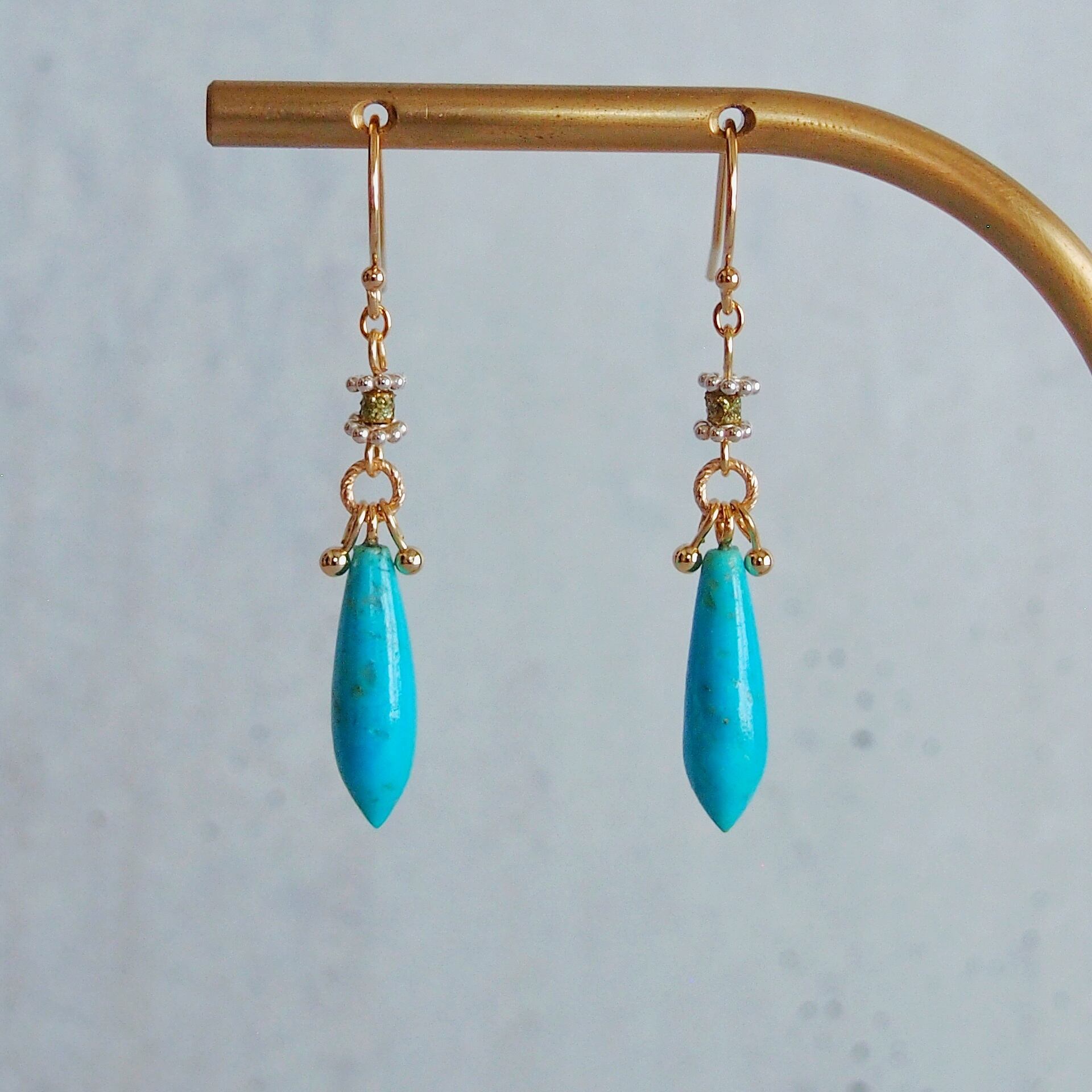 ターコイズ×フランスアンティークビーズ ピアス