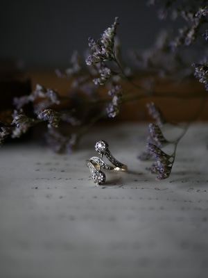 【FR-54】Toi et Moi 天然ダイアモンド K18 アンティークジュエリー 指輪 フランスアンティーク