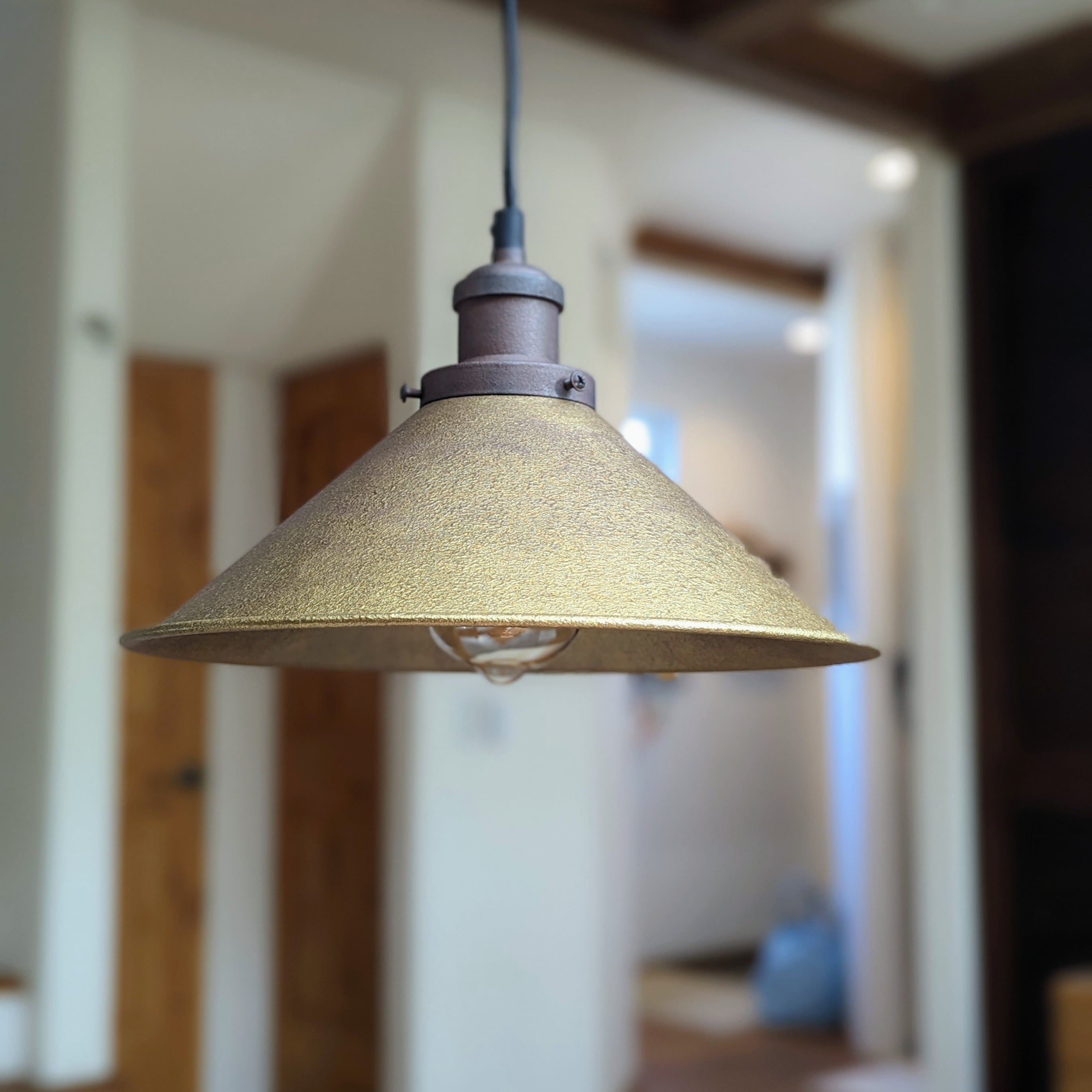 鋳肌真鍮色】ノスタルジックなペンダントライト 深めなシェード290φ付