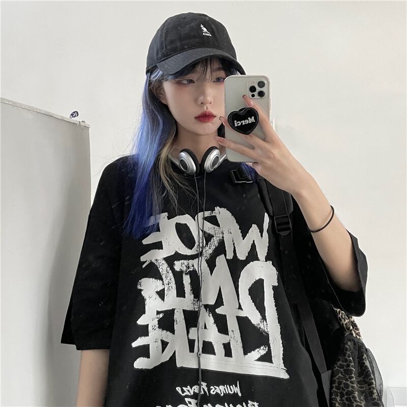 スタイルダークプリントTシャツ シャツ レディースサマー ストリート 大きめサイズ かわいい 夏物 ケッペル19953723530