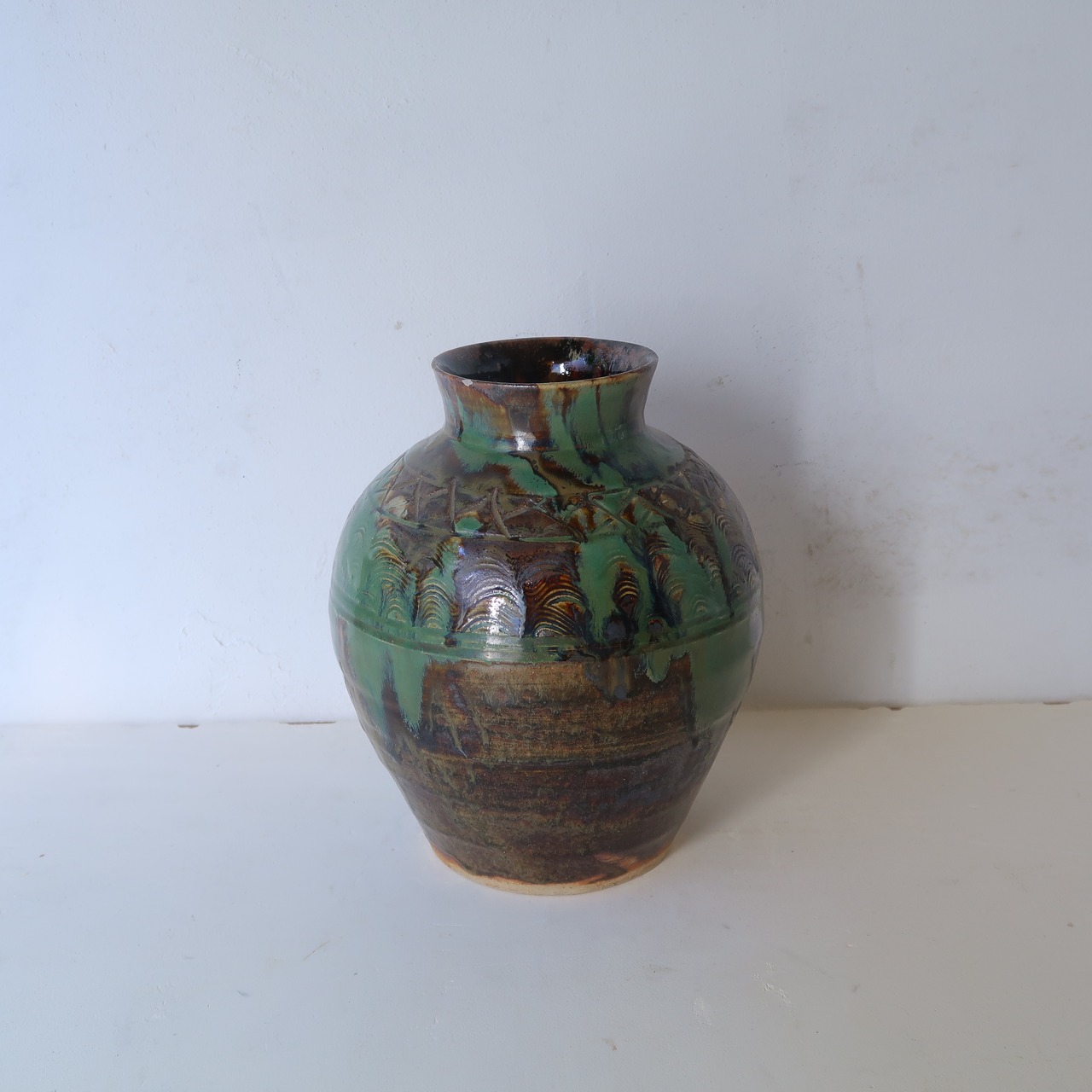 グリーンとホワイトのあいがけ花瓶