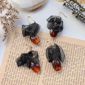 Black chiffon & tiger color earring