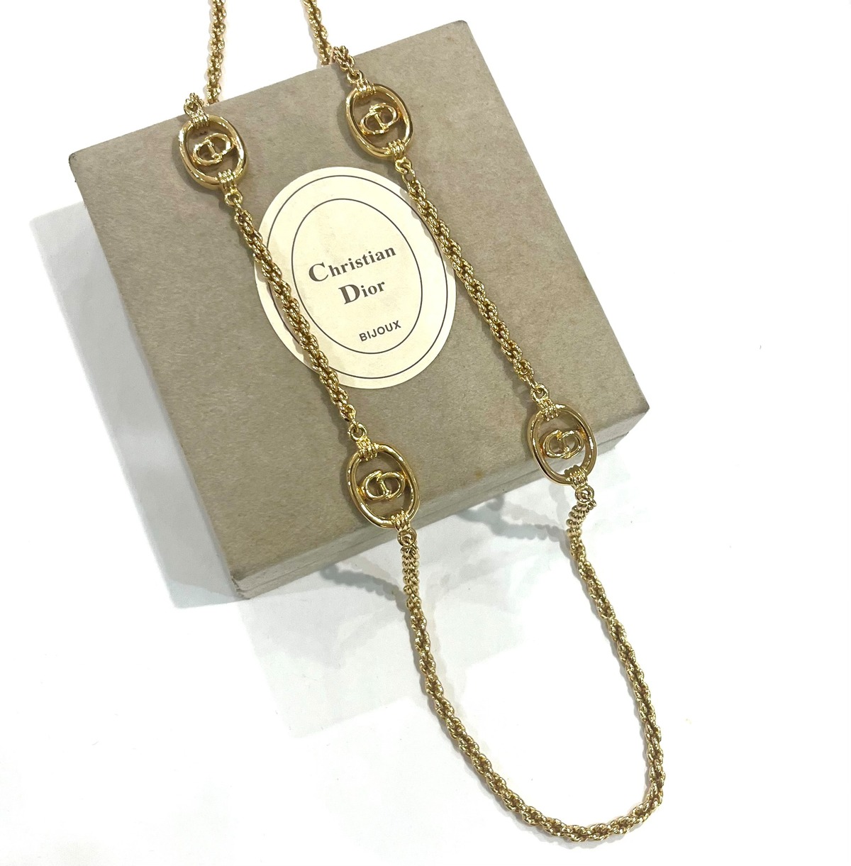 1836 【Christian Dior 】DIORLong necklace vintege ロングCDロゴ 