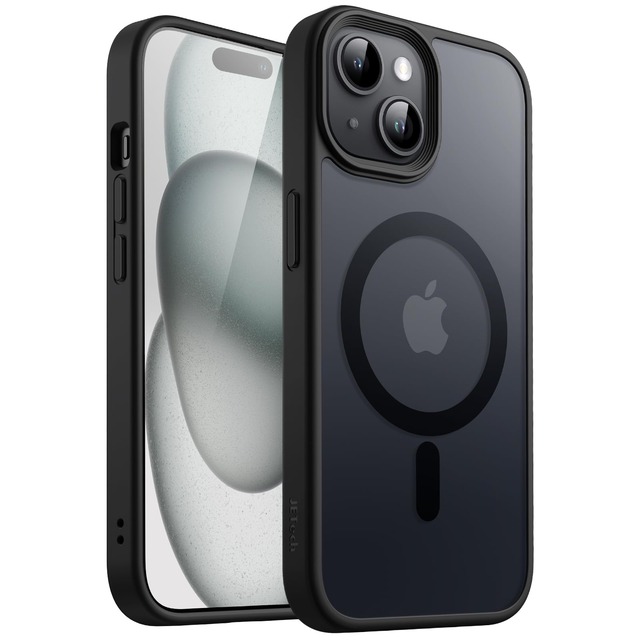 JETech iPhone 15用 マグネットマットケース (ブラック)