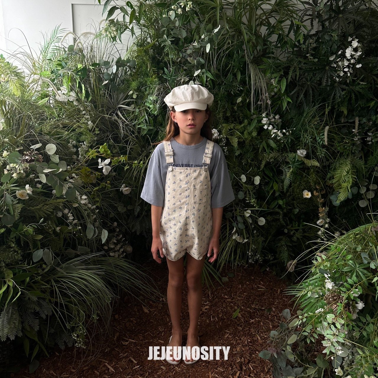 【jejeunosity】コットンベリーショートオーバーオール サロペット ブルーフラワー 90〜120cm 240520 - 2