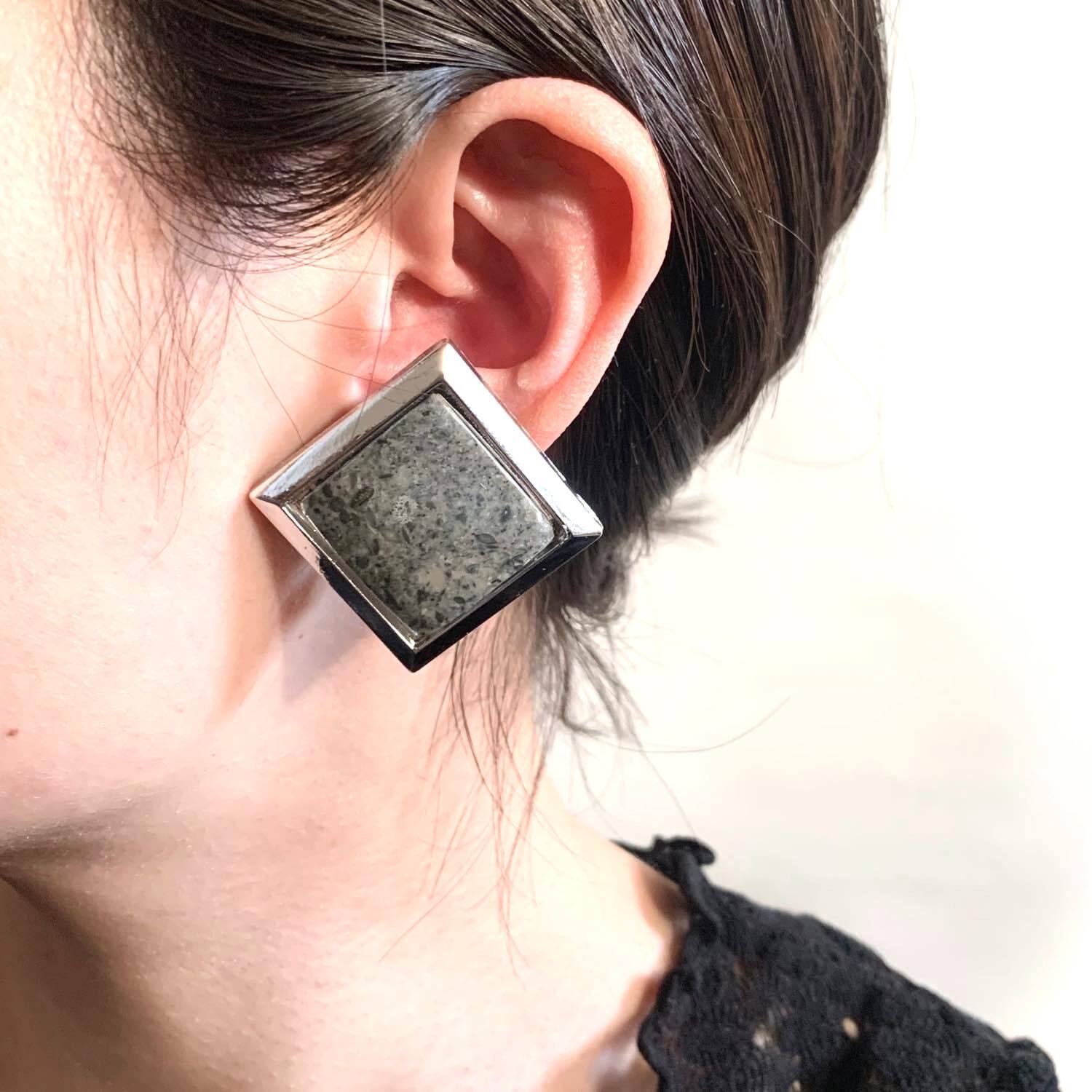 ドイツヴィンテージイヤリング ダイヤ型ストーン | Dua-アクセサリー