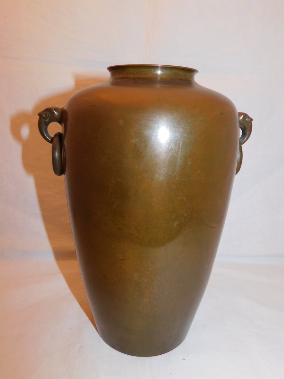 ブロンズ彫金双耳環付銅花器 bronze and multi-metal vase(peony) | 春