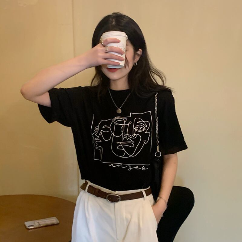 ルーズシャツ サマードレス ラウンドネックトップス 半袖スリーブTシャツ レディース ショート ハーフスリーブ 夏物 Oネック 試着室20136737438